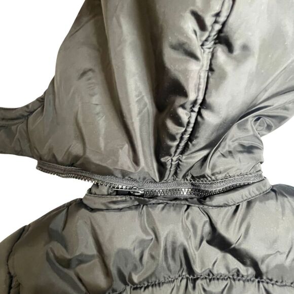 Puma Girls Puffer Hooded Jacket Size 4 Pockets Zip-Up Black & Pink - Picture 5 of 8